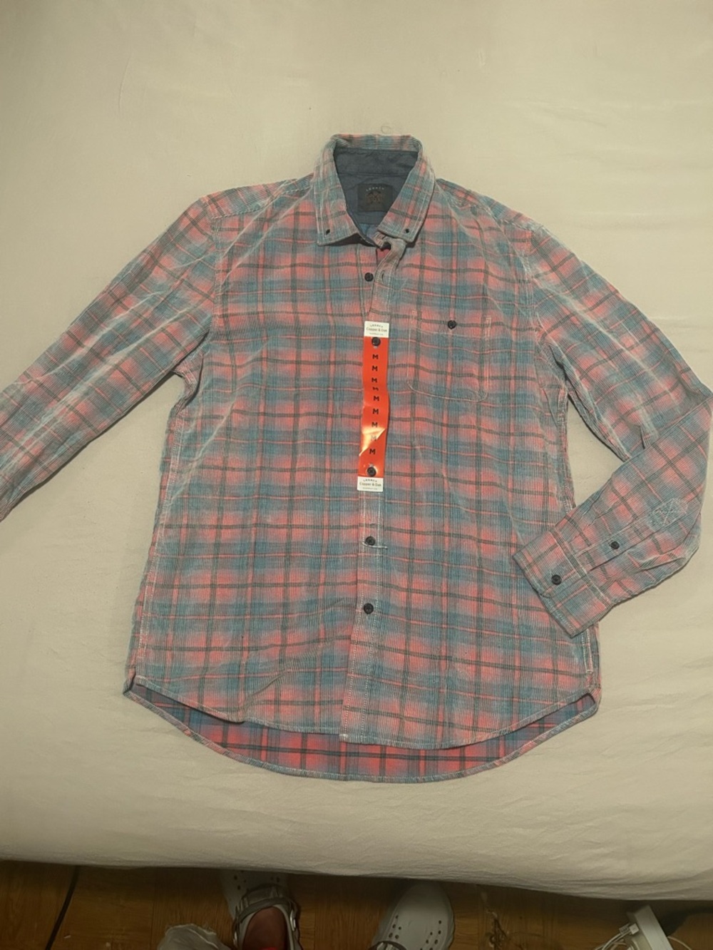 Men's Casual Plaid Button-Down Shirt - Blue & Pink